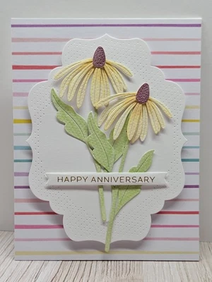 Handmade Greeting Card Keepsake Quality ocbrandy anniversary stripes - Image 1 of 2