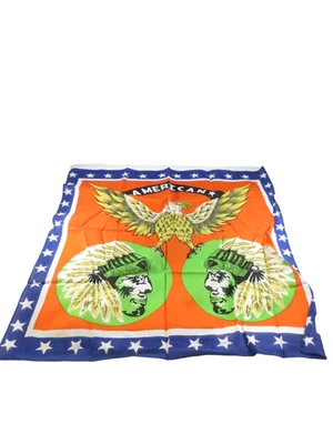 Vintage Patriotic Eagle Scarf with Star Border 21 Inch Square c1980 - Image 1 of 3