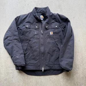 Men's Carhartt Black Quick Duck Jefferson Traditional Work Wear Jacket Sz Medium - Picture 1 of 8