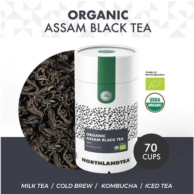 Té Negro Assam, Premium Orgánico 100% Hojas Preparación Fría y Caliente, 70g Foto 1 de 4