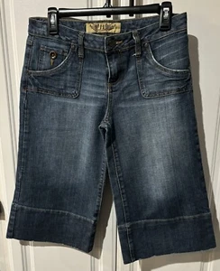 Hint Jeans Distressed Hem & Pockets Wide Leg Cropped Capris Size 7 - Picture 1 of 6