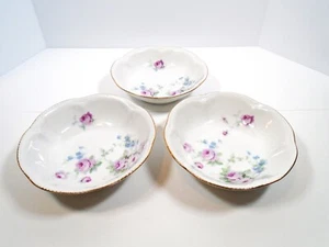 Ciotola vintage rose floreali bordo oro piccolo set di 3 Germania decorazione cucina - Foto 1 di 6