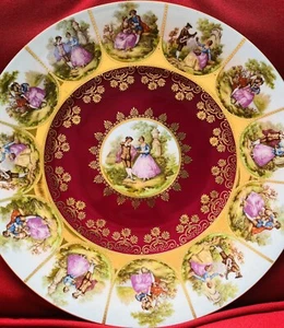 JK Decor Carlsbad Fragonard Courting Couple Large Porcelain Plate Platter - Picture 1 of 11
