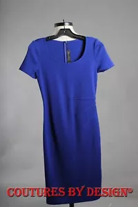 St John Milano Knit Scoop Neck Waist Detail Dress Indigo Blue Size 0 NWT $895 - Picture 1 of 2