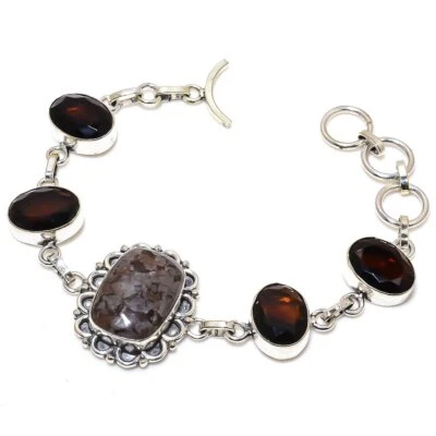 Pulsera Picasso Jaspe, Topacio Piedras Preciosas Plata de Ley 925 7-8" A784 Foto 1 de 4