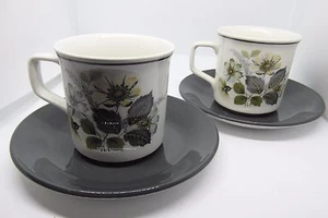 Johnson Brothers Wildmoor Tea Cups & Saucers x 2 Grey Floral Vintage British - Picture 1 of 3