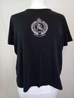 Ralph Lauren LRL Active Black Silver Embroidered Cotton Boxy T-Shirt - Size 2X