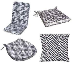 Blue Chair Pad or Cushion Cover Water Resistant Outdoor Geometric Garden Dining - Picture 1 of 12