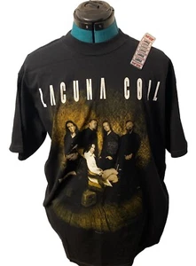 Vintage Lacuna Coil Gothic Metal Band Black T-Shirt Size Large 2000 NWT - Picture 1 of 8