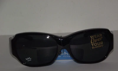 Solar Shield FGX polarized fits over glasses sunglasses size M / L Large black - Image 1 of 4