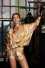 Free People Fp Movement Wind Jammer Jacket Hoodie Zipper Gold Rose Small S Nwt