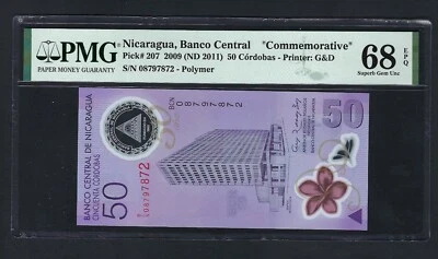 Nicaragua 50 Cordobas 2009(ND2011) P207 Commemorative Uncirculated Graded 68 - Image 1 of 2