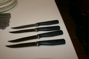 Washington Forge SILHOUETTE Black Handle STEAK KNIVES SET OF 4 - Picture 1 of 3
