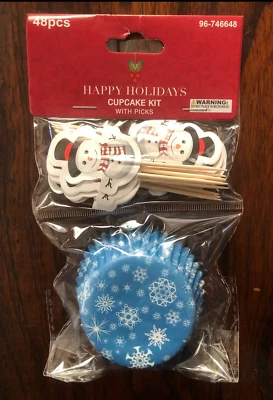JUEGO DE 24 ADORNOS Y FORROS PARA CUPCAKES NAVIDAD MUÑECO DE NIEVE SUMINISTROS PARA FIESTAS Foto 1 de 2