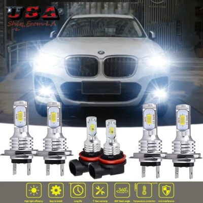Para BMW X3 2011 2012 2013 2014 - 6x combo lâmpadas de neblina de farol de LED 6000K - Imagem 1 de 4