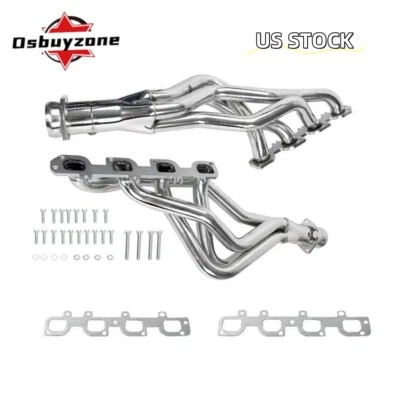 Par de cabezales de tubo largo de acero inoxidable pulido para Dodge Ram 1500 2009-2018 HEMI 5,7 L Foto 1 de 4