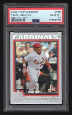 PSA 10 YADIER MOLINA 2004 TOPPS CHROME REFRACTOR RC - Image 1 of 2