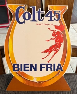 COLT 45 MALT LIQUOR BEER SPANISH - LATINO CARDBOARD SIGN HEILEMAN LACROSSE WI - Picture 1 of 2