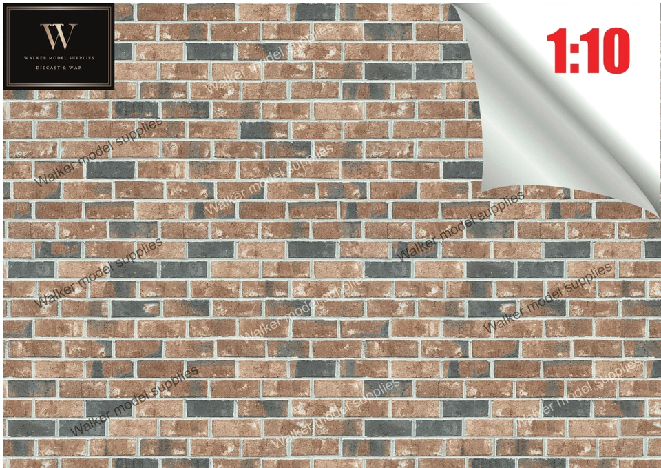 1:10 Scala Garage Mattone Muro - Autoadesivo Fogli Design 1 - Immagine 1 di 3