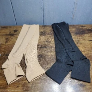 ZIPPER Compression Socks Open Toe 20-30mmHg Stocking Support Leg Calf Stockings - Picture 1 of 6