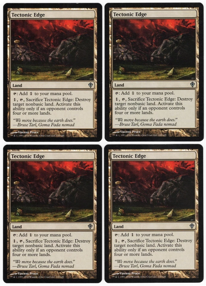Tectonic Edge x4 4x 2010 Worldwake PLAYSET Colorless Uncommon Land MTG NM AZ1 - Image 1 of 1