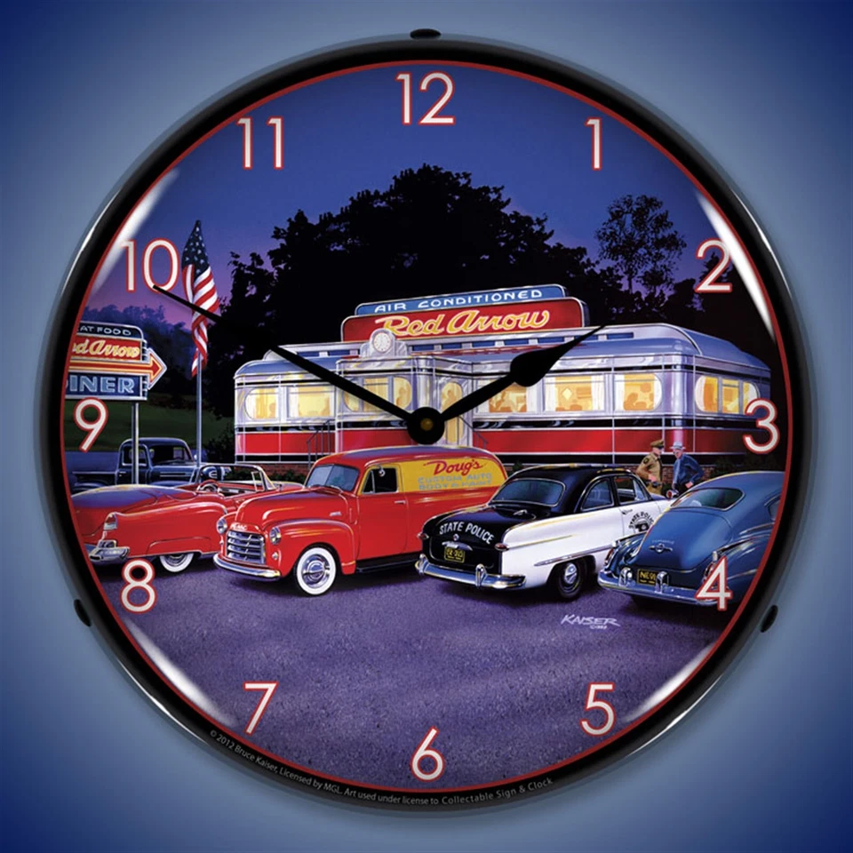Red Arrow Dinner Wall Clock, LED Lighted: Bruce Kaiser - Image 1 of 1