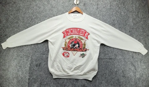Vintage 1990 World-Series Champion Cincinnati-Reds Sweatshirt Large Oversized Cover