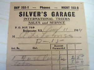 Recibo de gasolinera Silver's Garage International concesionario ventas de gasolinera 1944 - Imagen 1 de 2