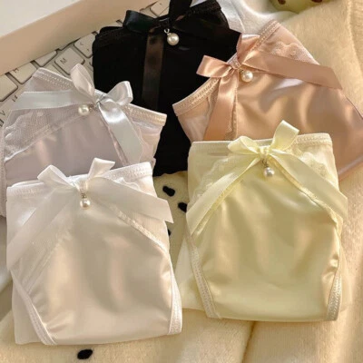 Lot 5 Packs Sexy Womens Sheer Satin Panties Briefs Pearl French Ladies Underwear - Image 1 of 4