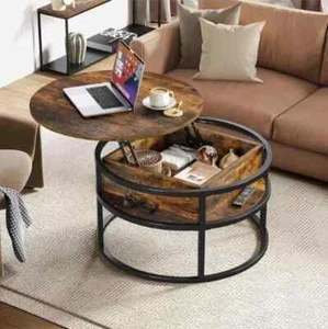 Rustic Wooden Coffee Table with Storage Lift Up Top Coffee Table for Living Room - Picture 1 of 7