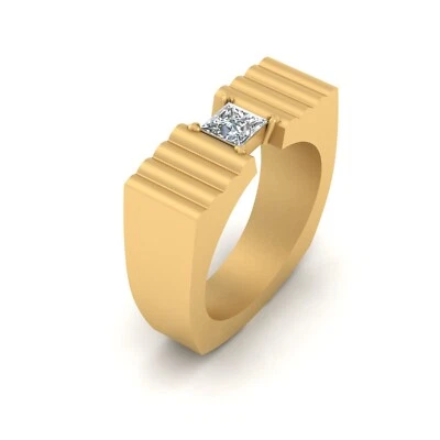 Princess Cut 0.40CT Diamond Wedding Anniversary Band Mens Engagement Ring Band - Image 1 of 4
