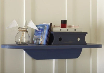 Pottery Barn Kids NUEVO Estante de Pared Azul Blanco Náutico Barco de Vapor Madera 2011 Foto 1 de 4