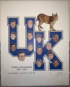 Vintage I. Lee Jackson Signed 16x20 Print UK Wildcat Basketball NCAA Champions - Picture 1 of 3