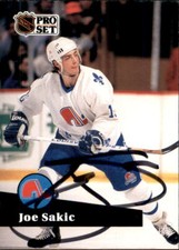 Joe Sakic Signed Autographed 91/92 Pro Set card Quebec Nordiques
