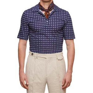 SARTORIO Napoli by KITON Navy Blue Cotton Pique Polo Shirt NEW US L EU 52 - Picture 1 of 5