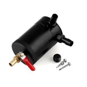 Universal Oil Catch Can Tank 2 Port Baffled Reservoir with Drain Valve Breather - Picture 1 of 12