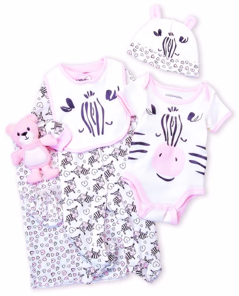 Zebra Baby девочек 9 изделий Layette подарочный набор в тюлевой сумке (0-3 месяцев) - новый с Ярлыками - Изображение 1 из 1