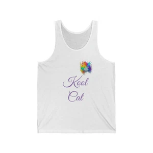Cool Cat Tank, Colorful Cat Gift Shirt, Kool Kitten Unisex Jersey Tank - Picture 1 of 5