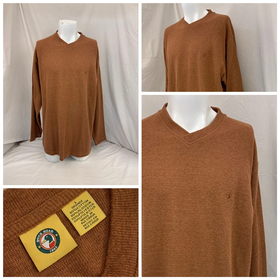 Suéter Cabeza de Pato L Naranja Algodón Poli Cuello en V Manga Larga YGI N2-375 Foto 1 de 4