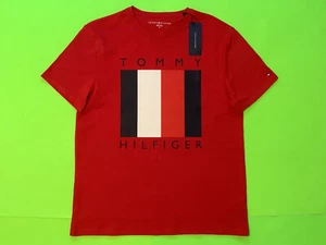 New TOMMY HILFIGER Men’s Short Sleeve T-Shirt MEDIUM Red, White, Blue Cotton - Picture 1 of 12