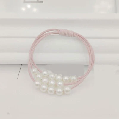 1 PIEZA Simple Perlas Anudadas Anillo para el Cabello Lazos Cola de Caballo Banda de Goma Cuerda para el Cabello EE. UU. Foto 1 de 4