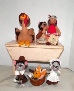 VINTAGE ANNA LEE THANKSGIVING SET TURKEY INDIANS PILGRIMS - Picture 1 of 10