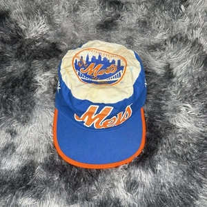 Vintage 1980s New York Mets Baseball MLB Painters Hat Cap Elastic Excellent NY - Picture 1 of 6