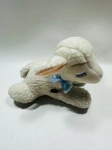 Peluche vintage Eden mouton agneau musical Wind Up Mary avait un petit nœud bleu agneau ** - Photo 1 sur 8