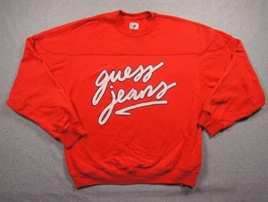 Vintage Guess Sweatshirt Mens Large Red Crewneck Georges Marciano 90s Sweater - Picture 1 of 10
