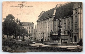 Postcard Aussig Monumental Brunnen u. Volksbücherei - Picture 1 of 2