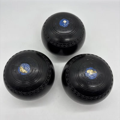 Henselite Set Of 3 Lawn Bowls - Size 6 Medium Classic Deluxe Black - image 1 of 4