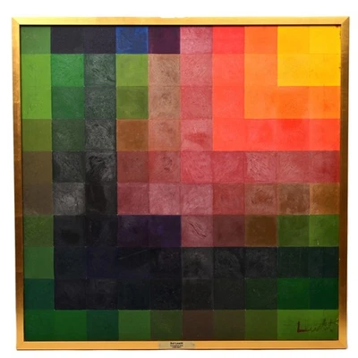 Pintura Moderna Mediados Siglo Cuadrados Abstractos Firmados Vintage Original SOL LEWITT Foto 1 de 4