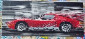 Mr. Brainwash L'Ambiance Lamborghini Miura Unique mixed Media Hand Signed HUGE - Picture 1 of 7