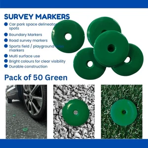 Pack of 50, 55mm Dia Survey Road Markers High Impact Plastic Discs, GREEN. S7661 - Picture 1 of 3